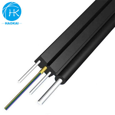 2코어 6코어 FTTH 드롭 케이블 평면 광섬유 케이블 아라미드 중앙 튜브 철선