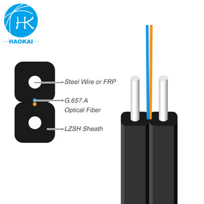 실내 FTTH 드롭 케이블 2코어 4코어 FRP 강철 와이어 FTTH 섬유로 가정