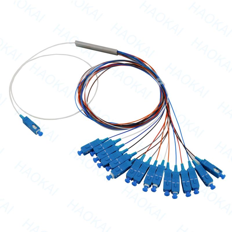 FTTH 미니 스틸 튜브 광섬유 스플리터 1x16 SC UPC 커넥터와 함께 PLC 스플리터