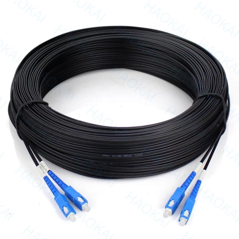 야외 FTTH 패치 코드 2코어 강철 와이어 드롭 광섬유 케이블 2SC-2SC 연결